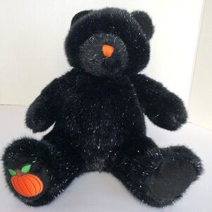 Build a Bear Halloween Bear Pumpkin Foot Black Seated Silver Fall Stuffed Animal